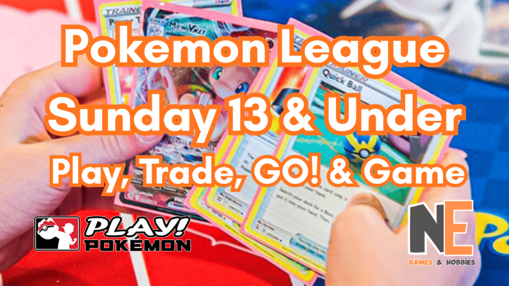 Kids and teens playing Pokémon cards at Northeast Games and Hobbies event.